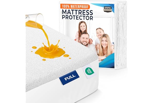 Utopia Bedding Waterproof Mattress Protector Full/Double Size, Premium Terry Mattress Cover 200 GSM, Breathable, Fitted Style