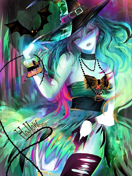 No No Puzzle En Bois 1000 Pieces Sorciere De Cheveux Verts Dessin Anime Halloween Adultes Enfants Classique Jeu Cadeau Amazon Fr Cuisine Maison