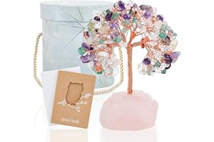 ZenBless 7 Chakra Healing Crystals Stones Tree of Life, Feng Shui Money Tree,Little Fake Bonsai Tree Crystal Zen Spiritual Home Living Room Cubicle Office Desk Decor and Accessories for Women(Mix)