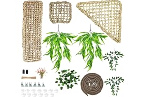 Woyrise Bearded Dragon Tank Accessories, Reptile Hammock Flexible Jungle Climbing Vines and Leaves with Suction Cups Habitat Plants Décor for Hiding& Climbing Snake Gecko Lizard Chameleon