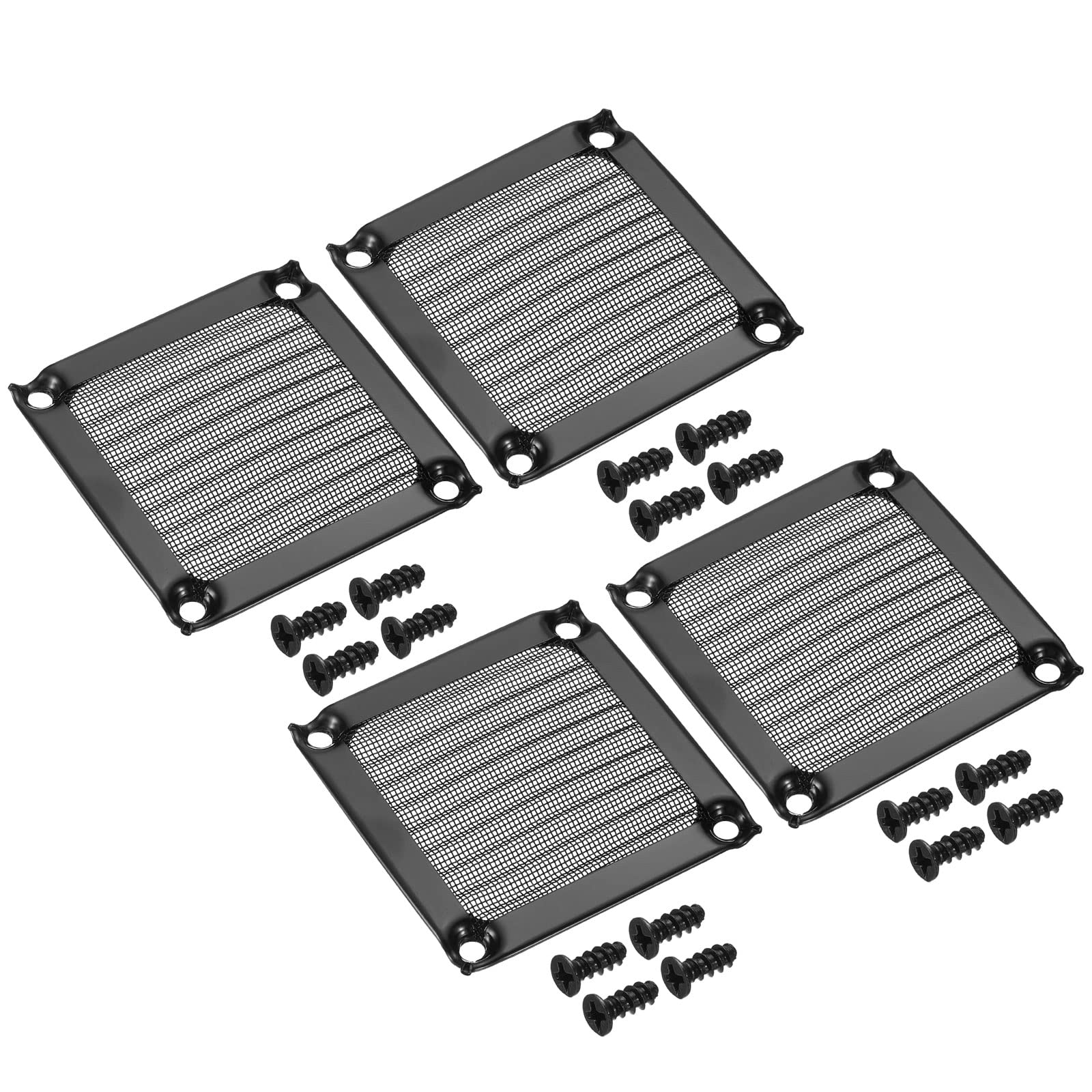 PATIKIL 60mm Fan Filter Grills with Screws, 4 Pack Aluminum Frame Stainless Steel Mesh Dustproof Cover for Computer Case, Black
