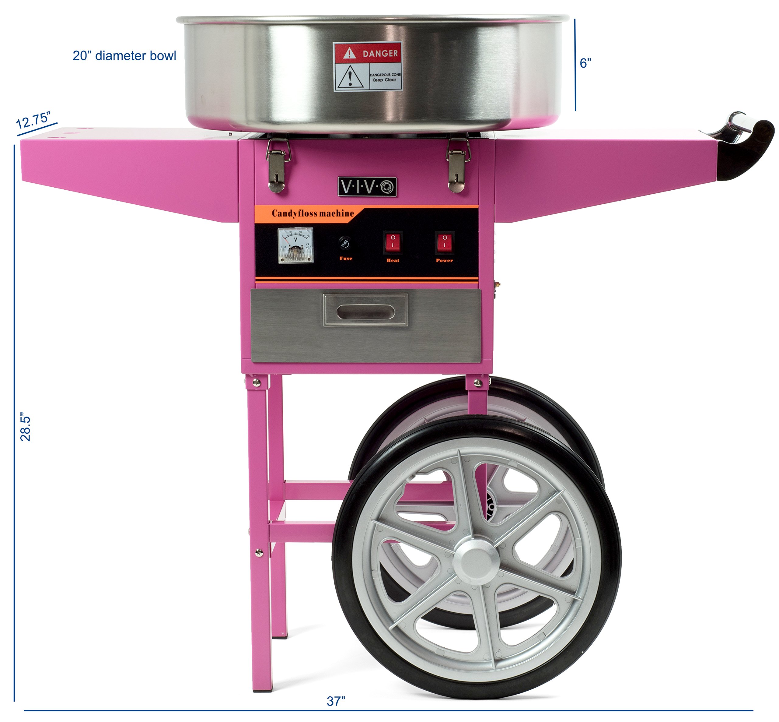 VIVO Pink Electric Commercial Cotton Candy Machine, Candy Floss Maker