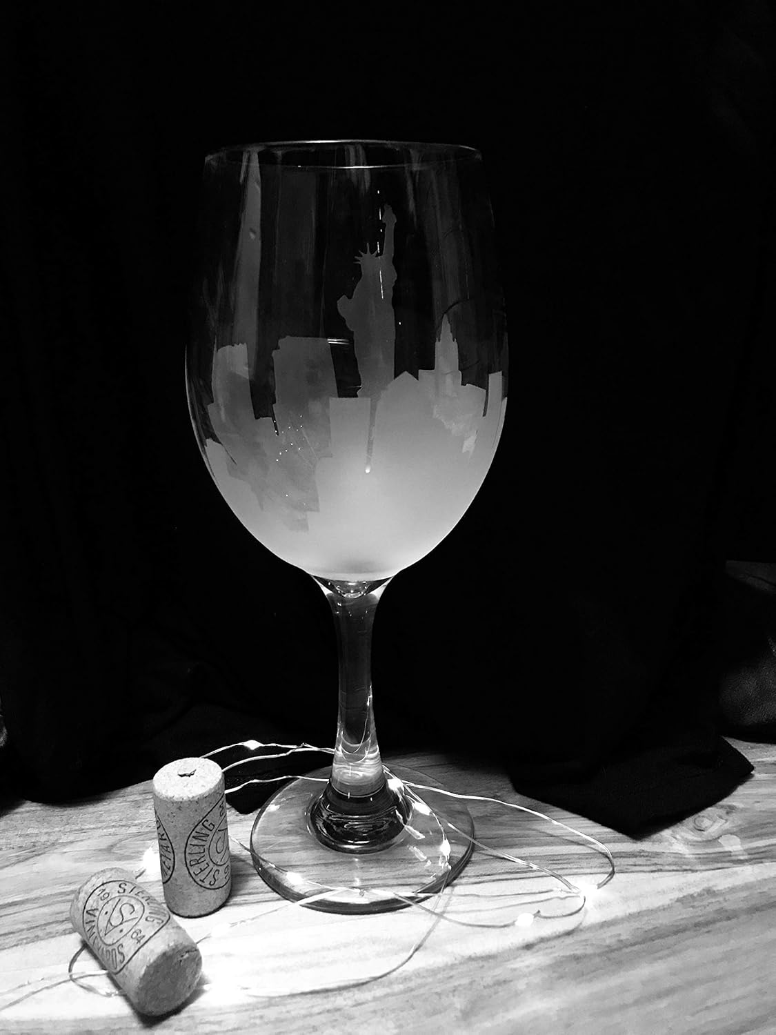 New York City Skyline Wine Glass • NYC Handmade