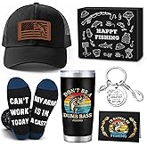 Gifts for Fishermen Fishing Lovers Gifts for Men Cool Fisherman Stuff for Mens Unique Fishing Accessories for Men with Keychain Mug Hat Socks