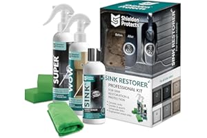 S SHIELDON PROTECTS Shieldon Protects Sink Restorer Kit – 3-Step System: Heavy Duty Kitchen Sink Cleaner, Hard Water Stain Remover & Nano Sealer Protector for Granite Composite, Quartz, Porcelain & Ceramic Kitchen Sinks