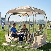 DIAMONDFORGE Pop Up Sports Tent 5x5 FT, Portable Clear Tent with Removable Top Cover for 2-3 Person, Instant Setup, Spacious BubbleTent for Outside, Patio and Outdoor Activities, Beige
