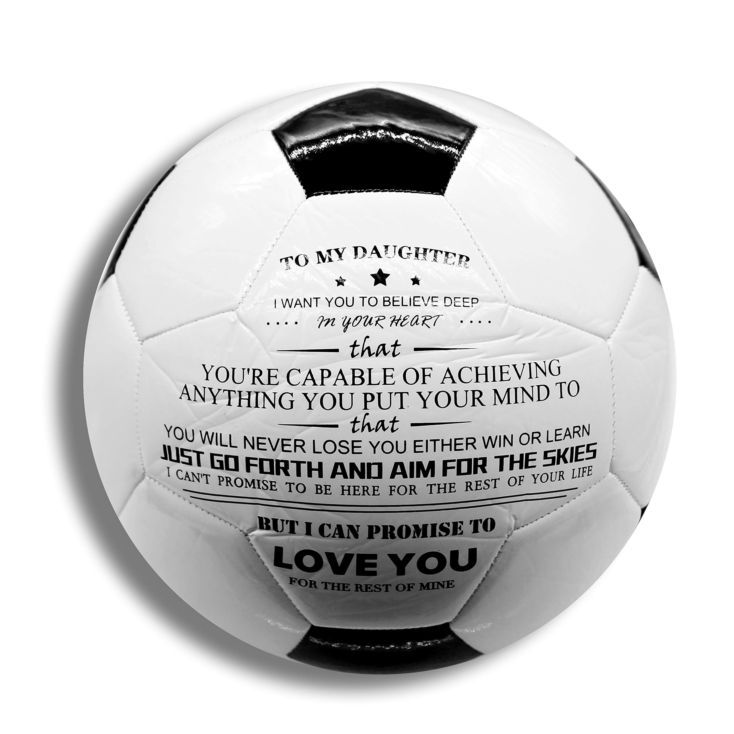 Uloveido Traditional Black White Training Soccer Ball Football for Women, I Love You Football for Daughter Y594 (To My Daughter), Size 5, 1 Piece — image 1