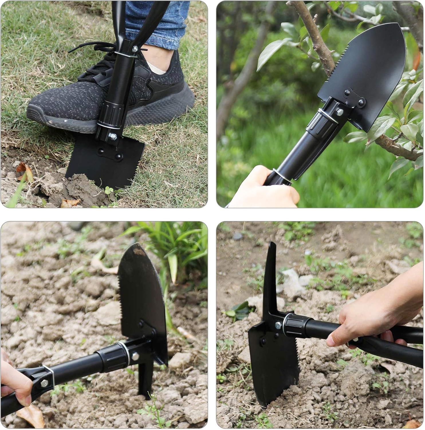 CO-Z Mini Folding Shovel High Carbon Steel Portable Lightweight Outdoor Survival Shovel, Nylon Carry Case, Camping, Hiking, Digging, Backpacking, Car Emergency : Clothing