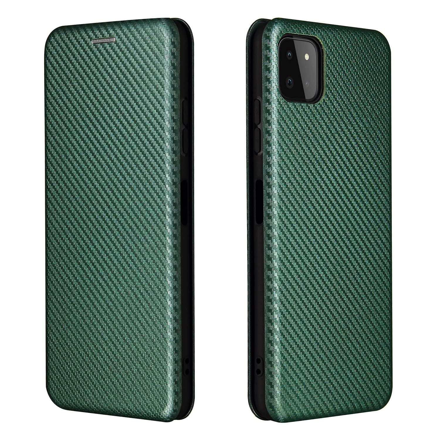 BeyondTop Wallet Case for Samsung Galaxy A22 5G Carbon Case, Samsung Galaxy A22 5G has Kickstand function, Carbon fiber Phone Case Compatible with Samsung Galaxy A22 5G -Green