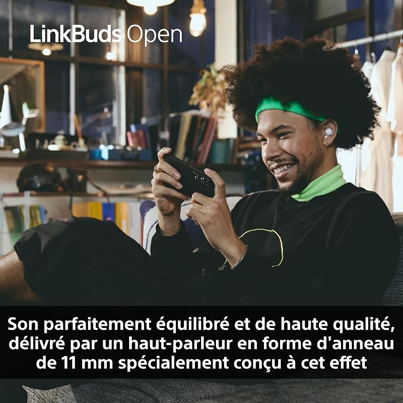 LinkBuds Open - Ecouteurs Ouverts Bluetooth sans Fil - Son Transparent, Confortables, 4, 8g, Haute qualité sonore, IPX4, Connexion multipoint, Batterie 22h, iOS et Android - Blanc