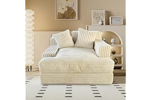 homecozy Oversized Chaise Lounge Chair - Large Floor Loveseat for Living Room and Bedroom, Casual Recliner for Gaming, Reading and Resting Beige 48"*48"*28.3" (Frameless)