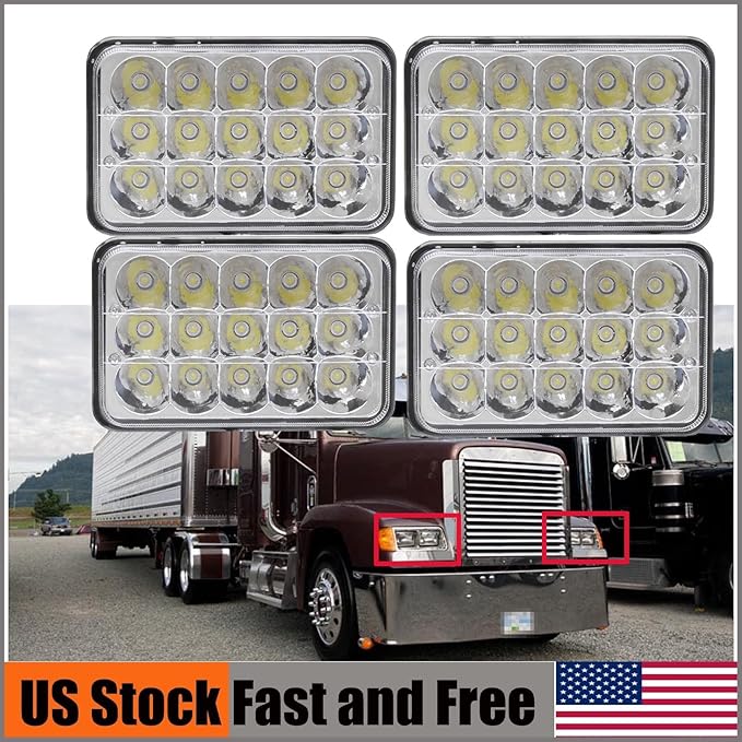 LED Headlights for Freightliner FLD120 FLD112, H4651 H4652