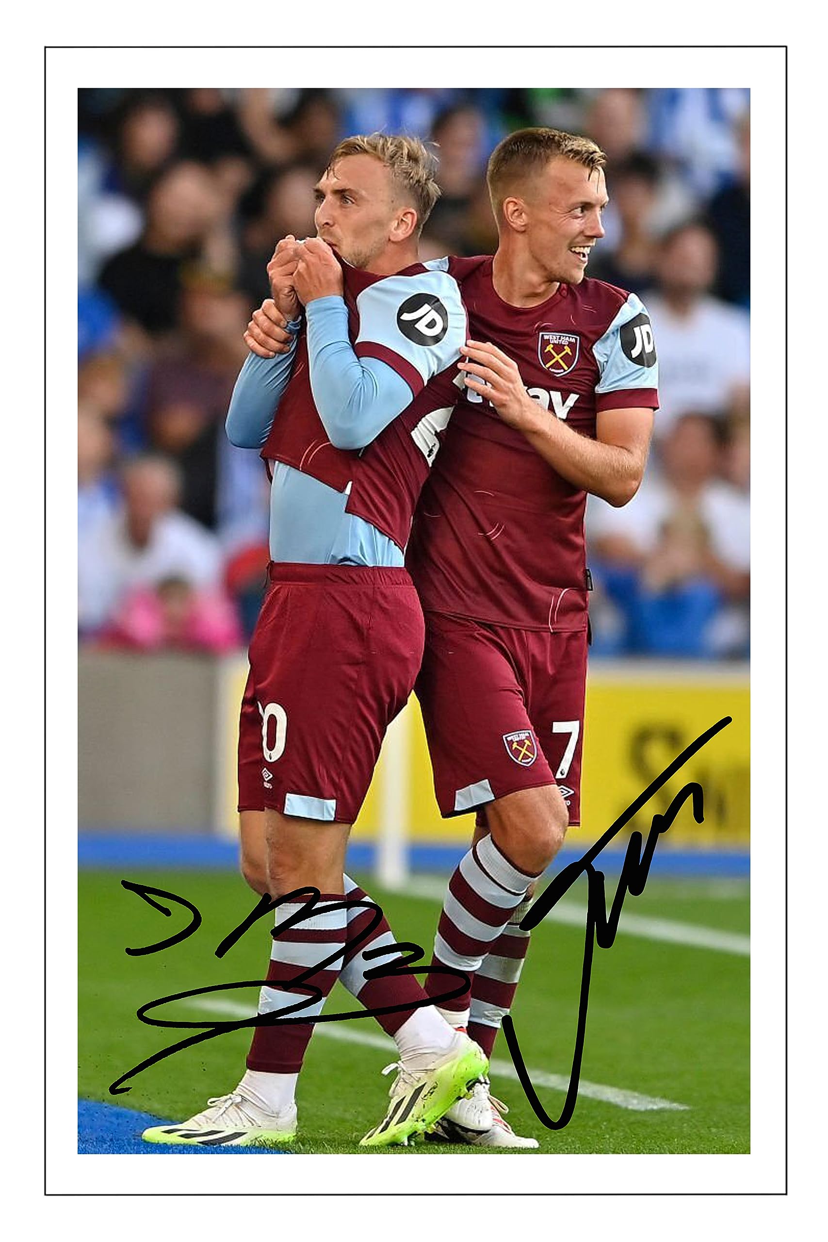 RJR PRINTS Jarrod Bowen & James Ward-Prowse West Ham Signed 12x8 Inch Montage Photo Print Pre Printed Signature Autograph Football Gift