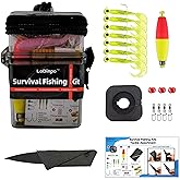 LoDinpo Mini Survival Fishing Kit Small Emergency Fishing Gear Box Pocket Fishing Tackle Travel Fishing Shoebox Surf Survivalist Fishing Accessories Pack Gifts for Fishing Starter Men