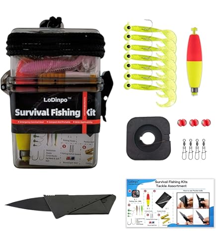 LoDinpo Survival Fishing Kit with Telescopic Rod, Compact Fishing Gear
