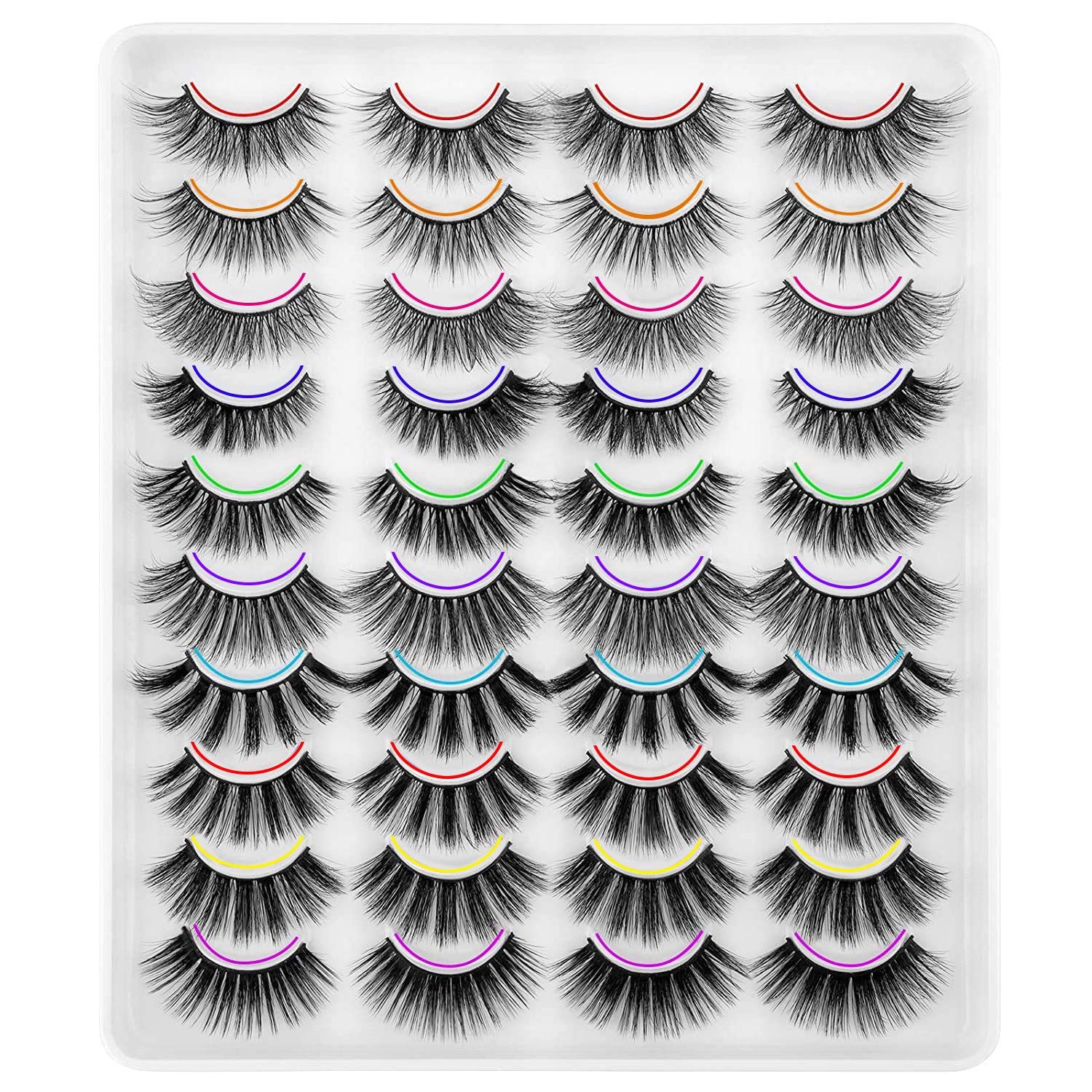 DYSILK Eyelashes Mink Lashes Fluffy - Fake Lashes 20 Pairs 6D Lashes Fluffy Natural 10 Styles Mixed Long Thick Dramatic Eyelashes Handmade Reusable Thick Eyelashes No Glue