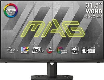 MAG321QR QD - Monitor Gaming Plano 31.5", IPS, WQHD (2560x1440, 16:9, G-SYNC Compatible, Quantum Dot, Console mode FHD a 120Hz)