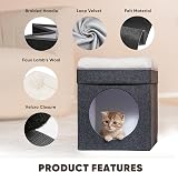 Bonlife Foldable Large Cat Bed Indoor Grey 45x45x50CM with Removable Cushion view 3