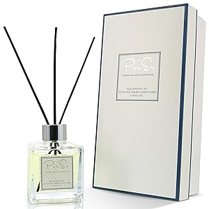 PriSu Reed Diffuser Grapefruit Scented Essential Oil - Natural Long Lasting Citrus Home Fragrance 4 fl oz