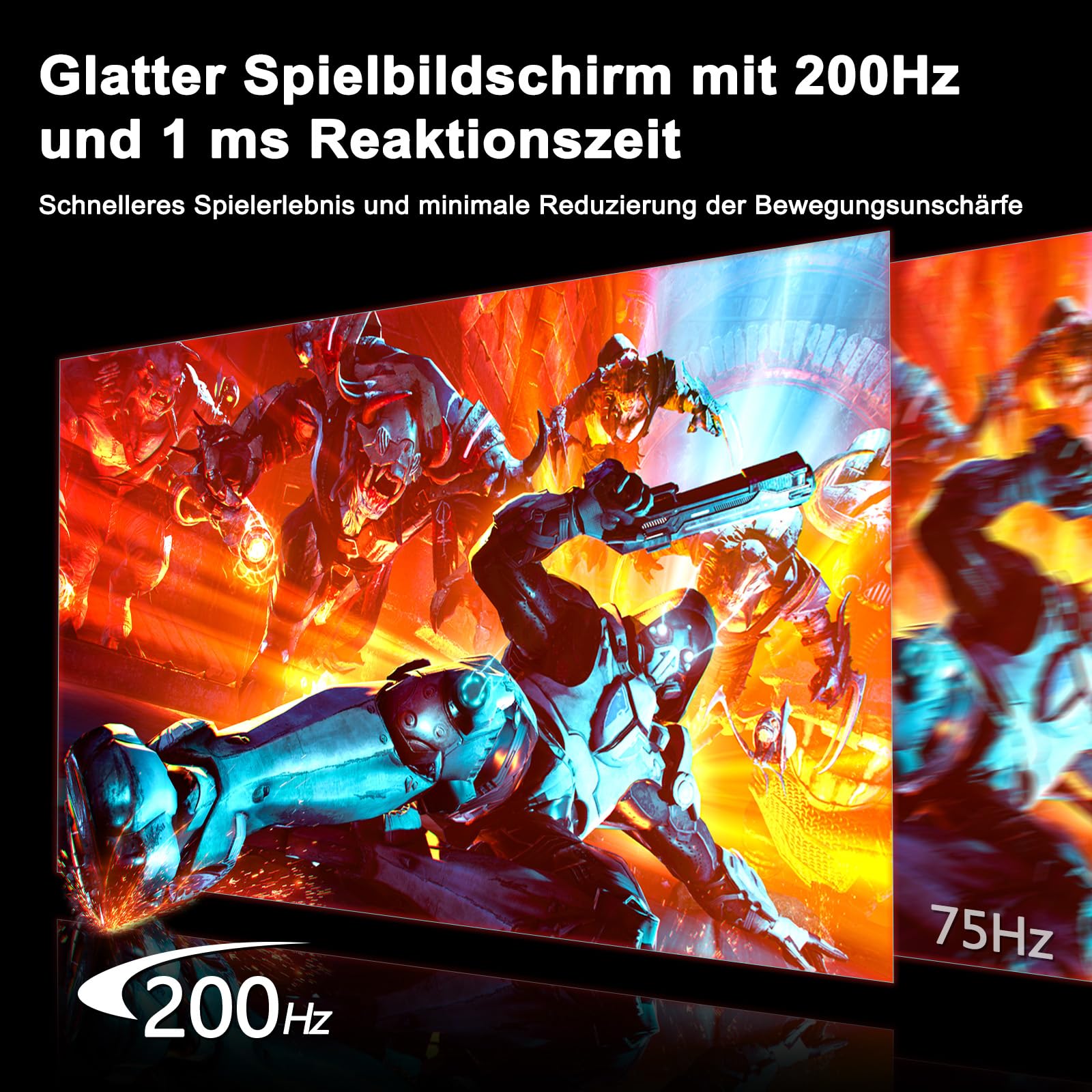 Minifire Gaming Monitor 27 Zoll - WQHD(2560×1440p),200 Hz, 1ms(OD) | HDR, Adaptive Sync-Technologie, Motion Blur Reduction Technologie | Schnelles IPS-Panel (MFG27F4Q-200) 2