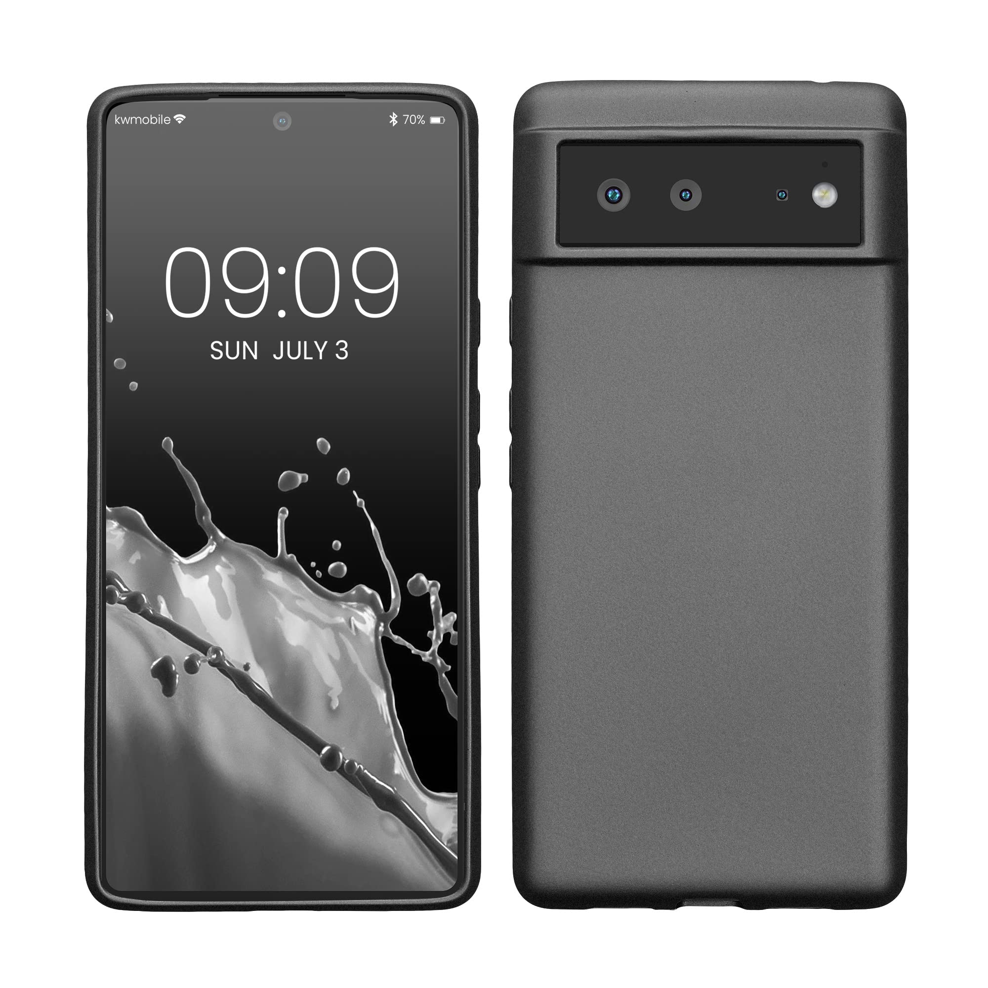 kwmobile Case for Google Pixel 6 Case - Soft Slim Metallic TPU Silicone Cover - Metallic Grey โ image 1