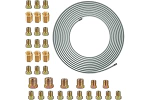 3/16" Brake Line Kit - 32.8Ft 3/16" Copper Coated Brake Line with 28Pcs Brake Line Fittings and 6 Threads Unions Flaring Tool
