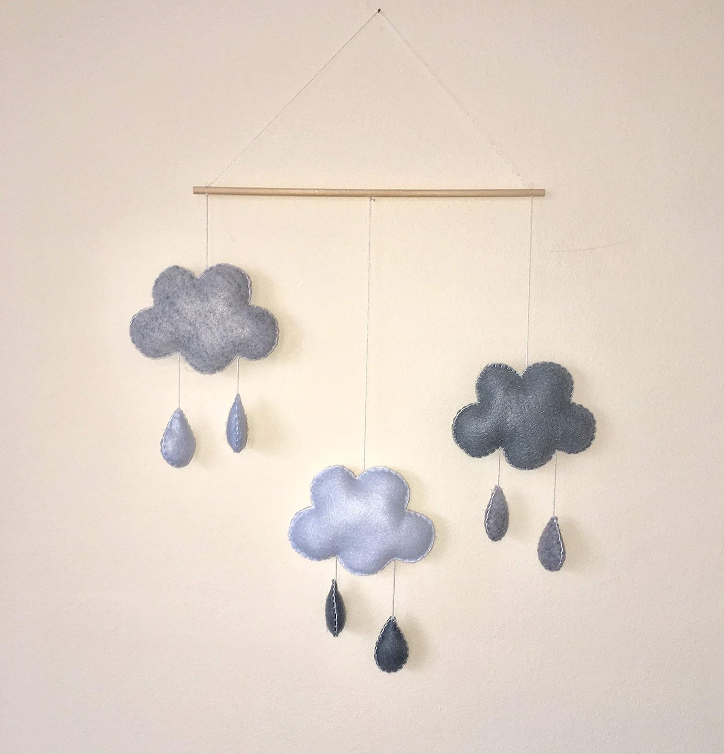 Monochrome Cloud Rain Nursery Decoration Baby Mobile Wall Hanging