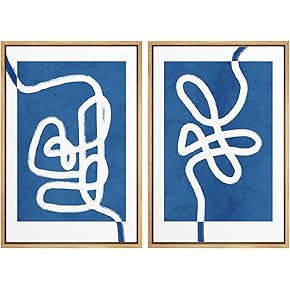 SIGNWIN Framed Wall Art Print Set White Line...