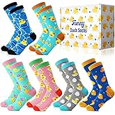 Croloose 6 Pair Christmas Socks Gift Set Women Men Novelty Pickle Duck Animal Vegetable Crew Socks Accessories for Birthday