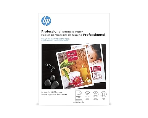 HP Professional Business Paper, Matte, 8.5x11 in, 48 lb, 150 sheets, works with inkjet printers (CH016A)