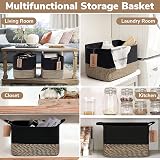 TIMEYARD Woven Storage Basket Cotton Rope 33x25x22.5cm Black Jute view 6