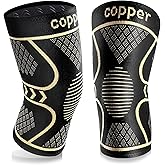 Copper Knee Braces for Women and Men 2 Pack, Knee Compression Sleeve for Knee Pain, Arthritis,ACL, Meniscus Tear, Joint Pain Relief, Knee Support for Running, Working Out, Fitness, Weightlifting-M