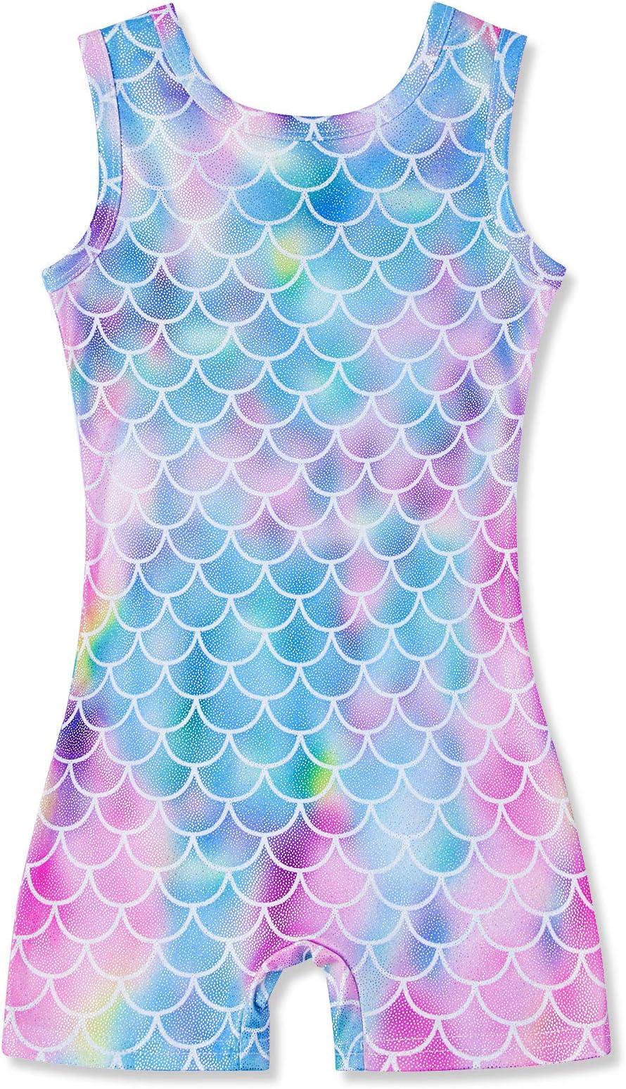 Little Girls Gymnastics Leotard with Shorts 3D Graphic Sparkly Dance Biketard Unitards for Kids 2-10 Years