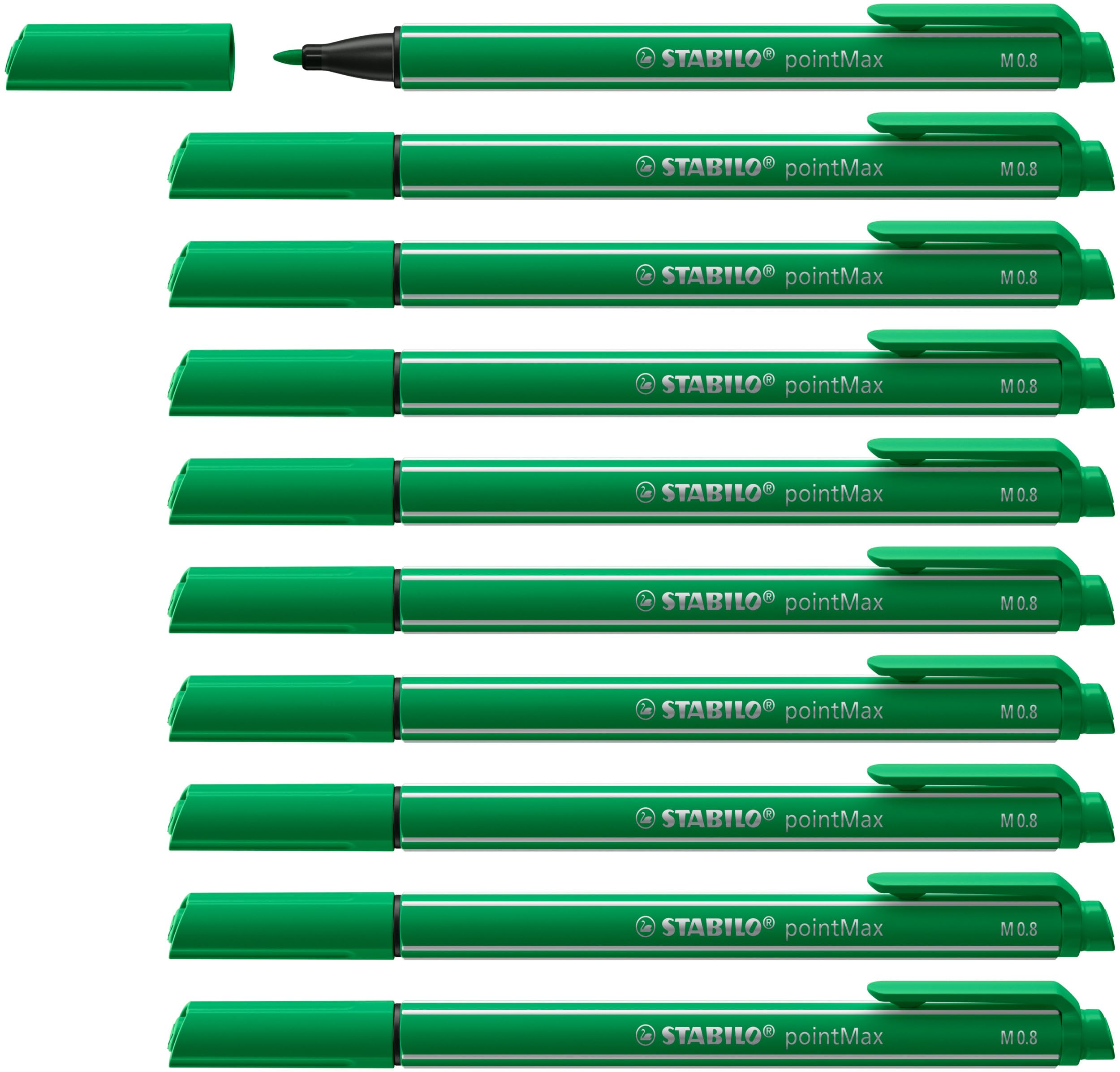 STABILO Nylon Tip Writing Pen pointMax - Pack of 10 - green