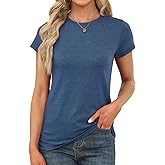 Memorose Womens Short Sleeve Tops Summer T Shirts Round Neck Causal Fashion Basic Tee