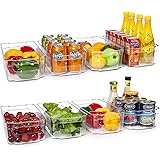 HOOJO Refrigerator Organizer Bins - 8pcs Clear Plastic Bins For Fridge, Freezer, Kitchen Cabinet, Pantry Organization and Sto