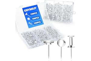 GBYMIUY 350PCS Assorted Clear Push Pins, 3 Styles Thumb Tacks Set for Bulletin Board, Cork Board and Wall Maps Pictures Displays, Plastic Head Pushpins Count in Reusable Box for Office Home Supplies