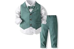 Kimocat Baby Boys Gentleman Bowtie Formal Outfit Suits Tuxedo Vest Wedding Party Suit