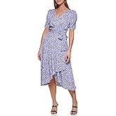 DKNY womens Ruched Sleeve Faux Wrap Dress