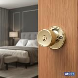 XFORT Tulip Entrance Knob Set Polished Brass with Lock 35-45mm view 3
