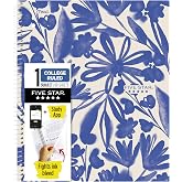 Five Star Spiral Notebook + Study App, 1 Subject, College Ruled Paper, 8-1/2" x 11", 80 Sheets, Fights Ink Bleed, Water Resistant Cover, Soft Petals Blue (820441F-ECM)