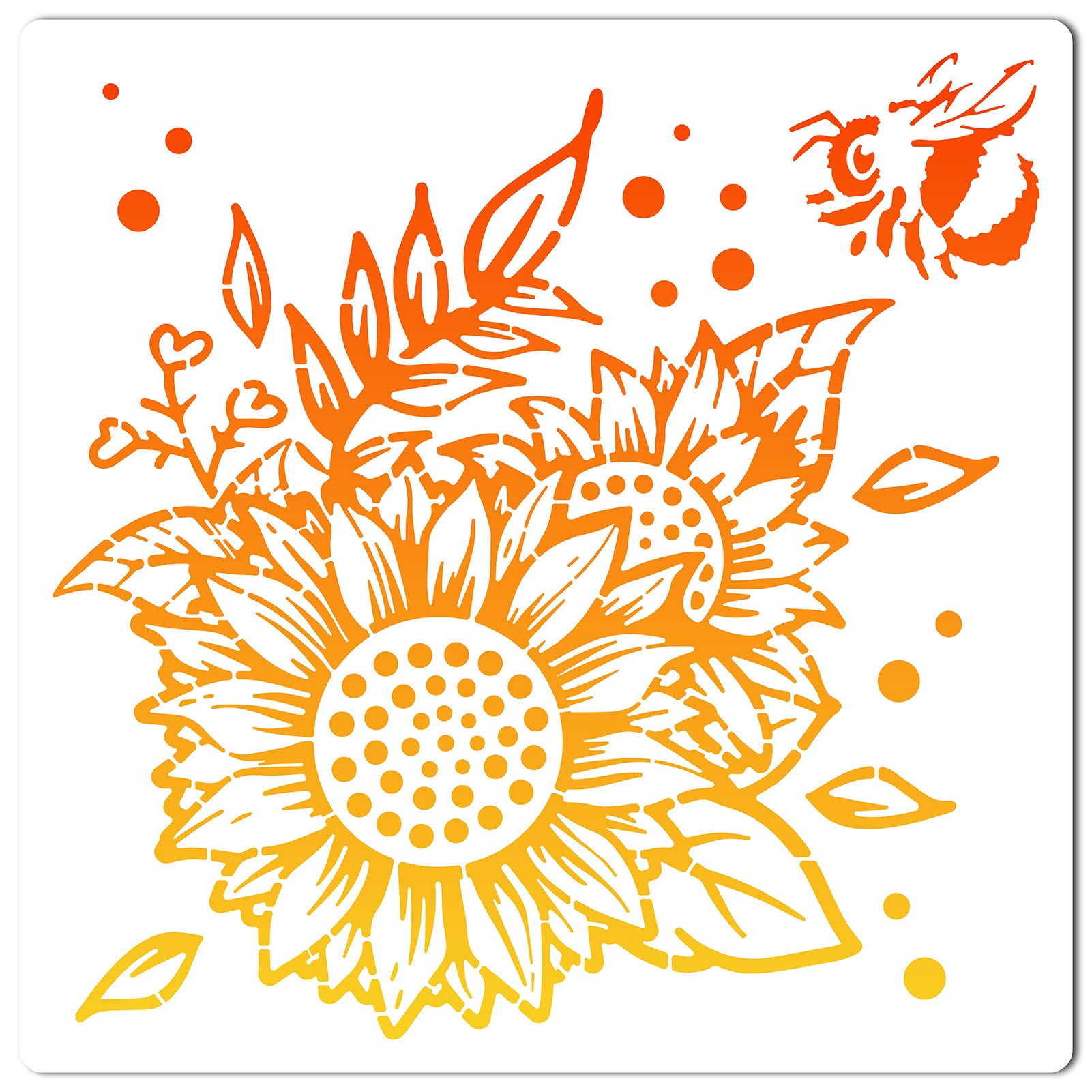 GORGECRAFT 11.8x11.8 Sunflower Painting Stencils Hollow Out Bee Drawing Templates Reusable Spring Garden Diy Drawing Plants Floral Templates for Painting on Wood Floor Furniture Bag Cabinet Wall