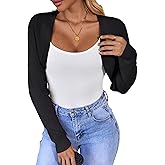 GoMamee Women's Belero Shrugs Long Sleeve Knit Open Front Cropped Cardigan Sweaters for Dresses S-XL