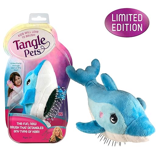 Tangle Pets FIN THE DOLPHIN The Detangling Brush in a Plush, Great