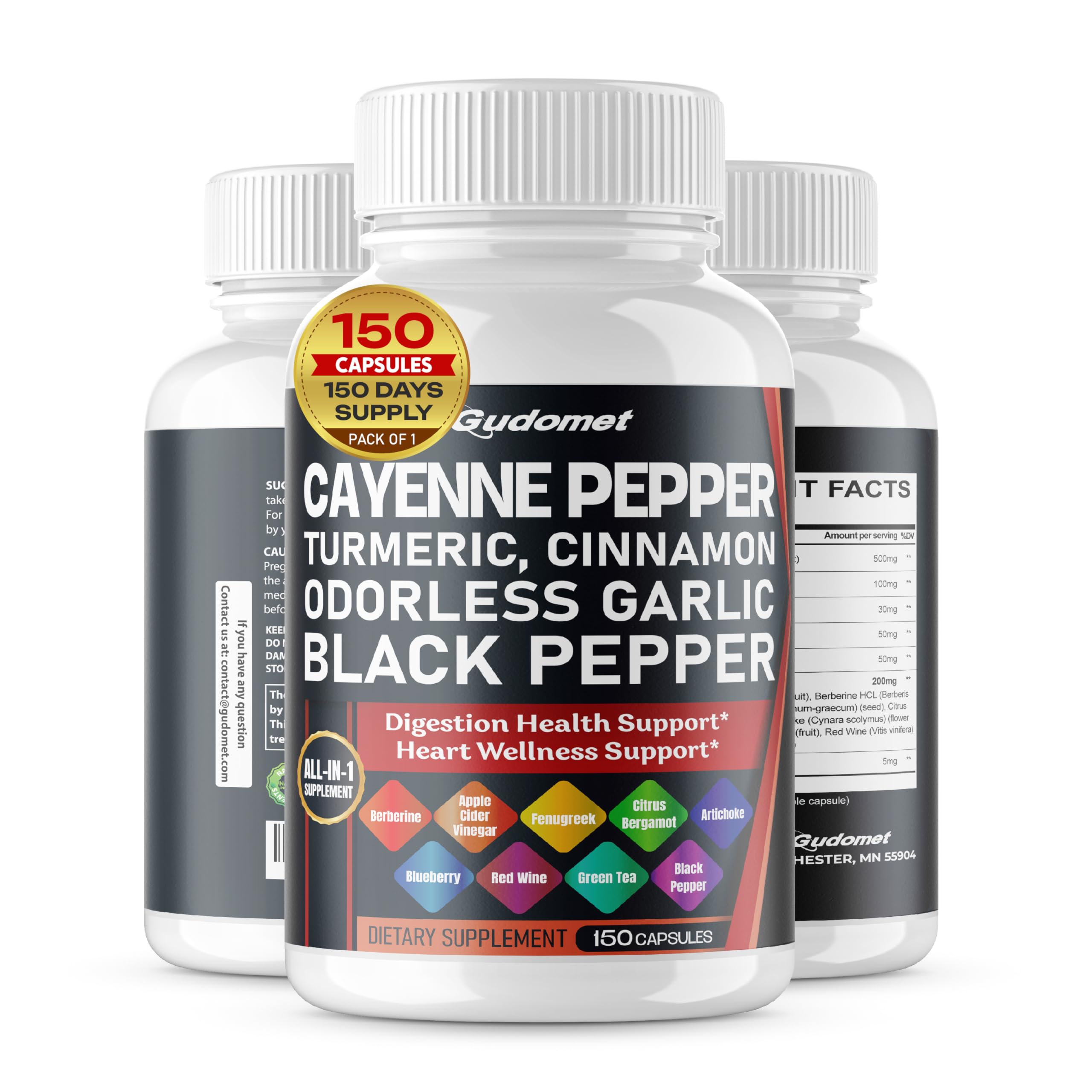 Cayenne Pepper Turmeric, Cinnamon Odorless Garlic Black Pepper