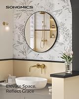 SONGMICS Round Mirror 76 cm Diameter Black Metal Frame view 2