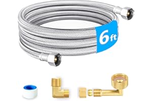 Dishwasher Installation Kit - 6 FT Premium Stainless Steel Braided Dishwasher Hose kit,Food Grade PEX Inner Tube Dishwasher W