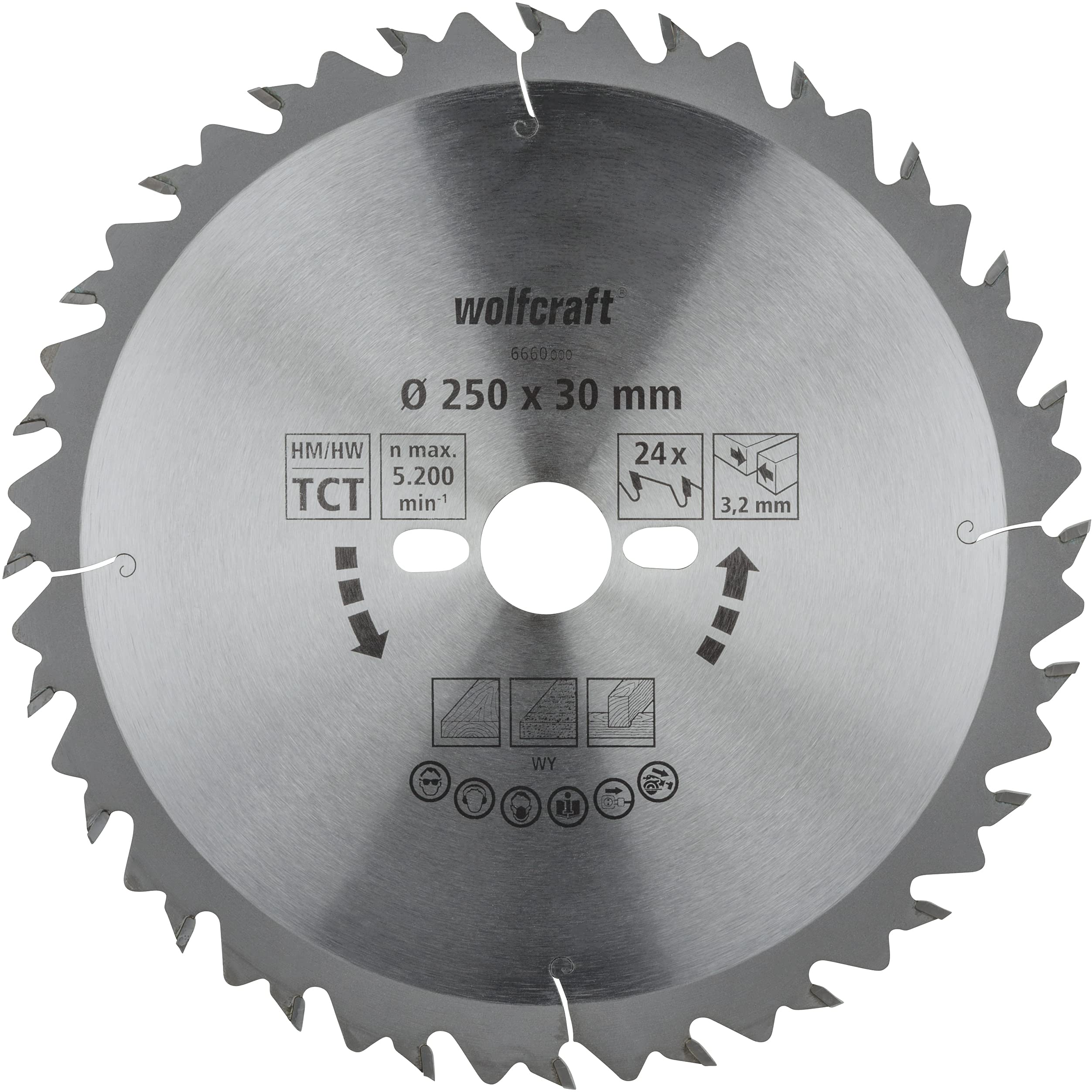 wolfcraft TC Circular Table Saw Blade, Green Series I 6660000 I Quick, Medium-coarse cuts