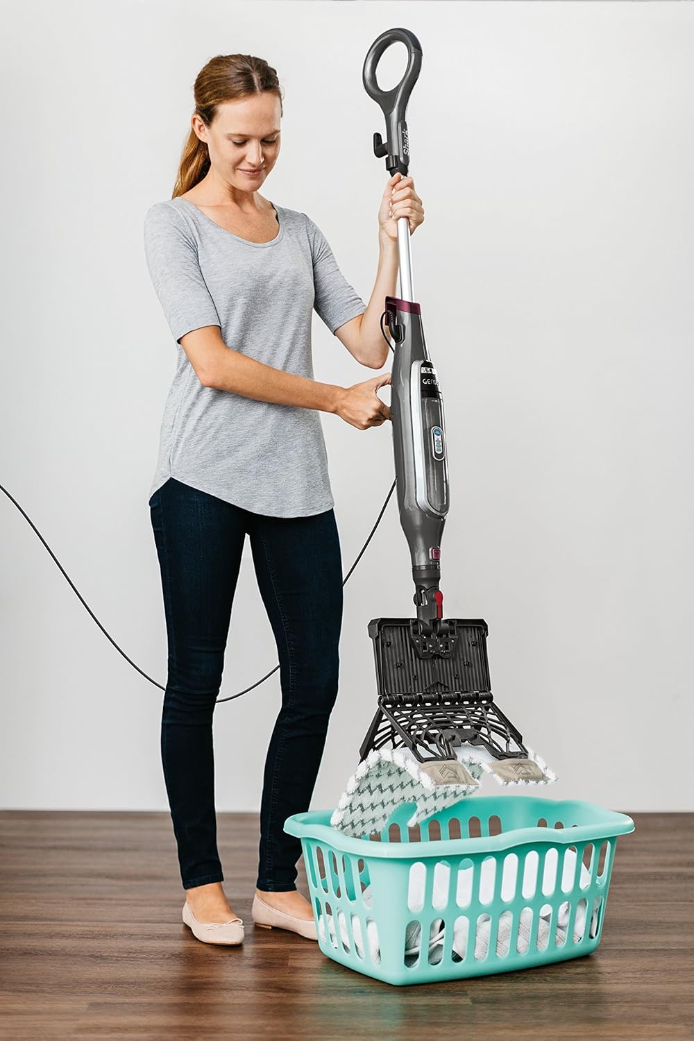 Shark Genius Hard Floor Cleaning System Pocket (S5003D) Steam Mop, Burgundy/Gray