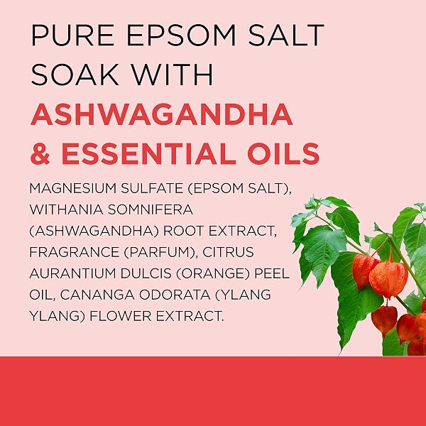 DR TEAL’S EPSOM SALT MAGNESIUM SOAK, ASHWAGANDHA & ESSENTIAL OILS, 3 LBS (PACK OF 4)